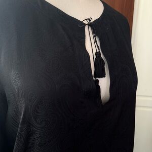 Nili Lotan Black Paisley Blazer, natural silk, size L, made in USA